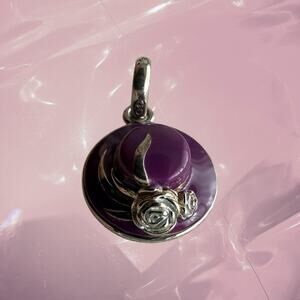 Vintage Y2K whimsy cottage core 925 silver Purple enamel hat  Links of London